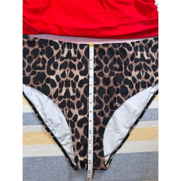 NWOT Red Halter Tankini with Leopard Bottoms - Size XXL - Picture 5 of 7